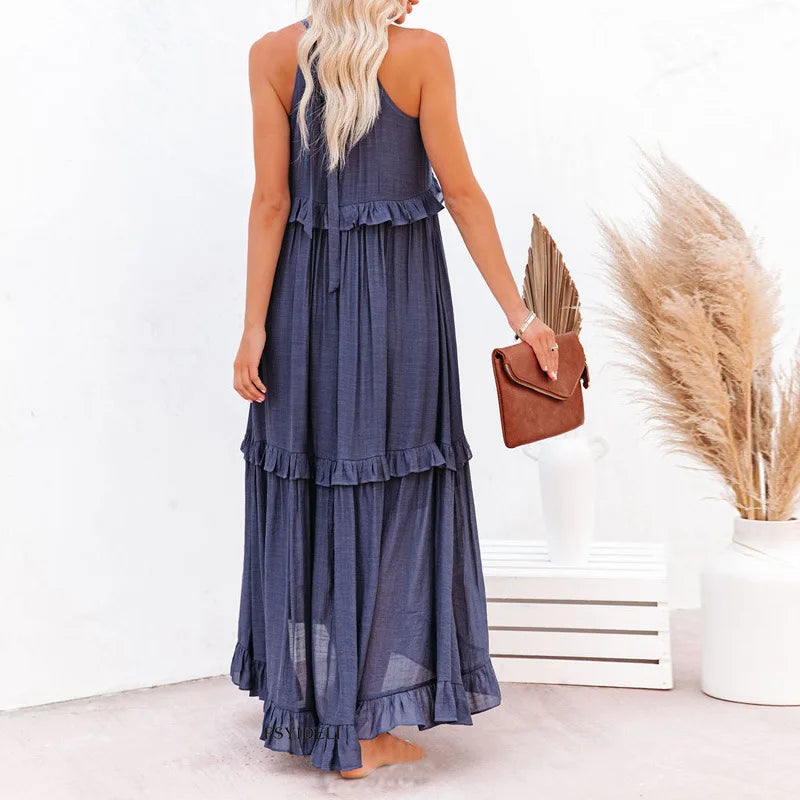 Women's Elegant Sleeveless Dress with Ruffles
