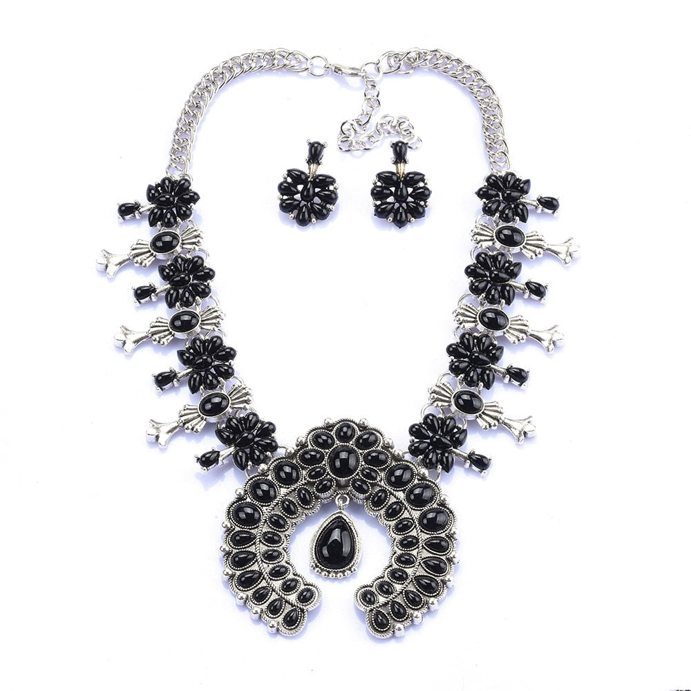 Women's Southwest Turquoise Blossom Necklace Set