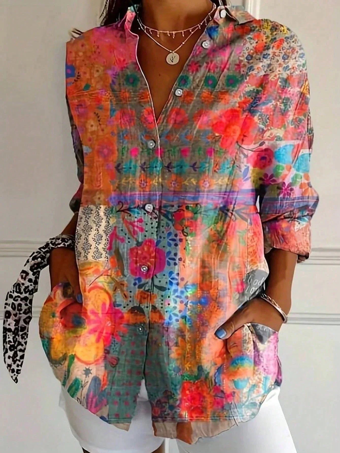 Women's Colorful Blouse with Playful Print