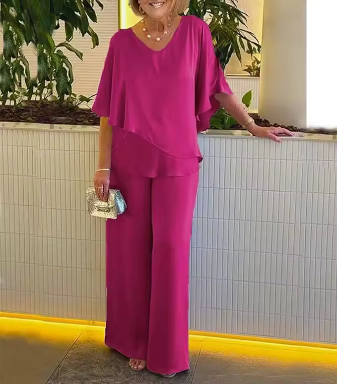 Women's Two-Piece Set with Elegant Flair