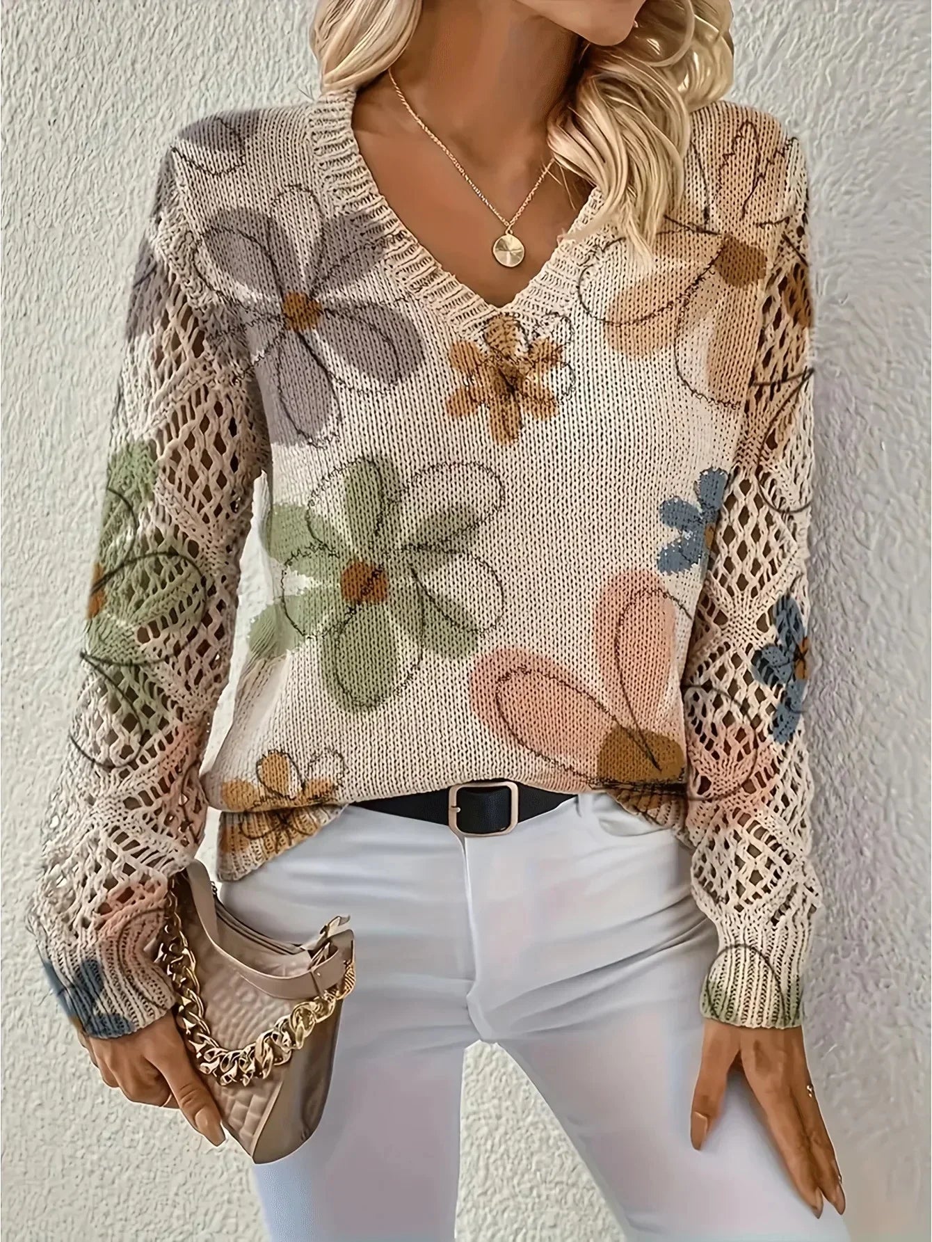 Women's Elegant Floral Pullover