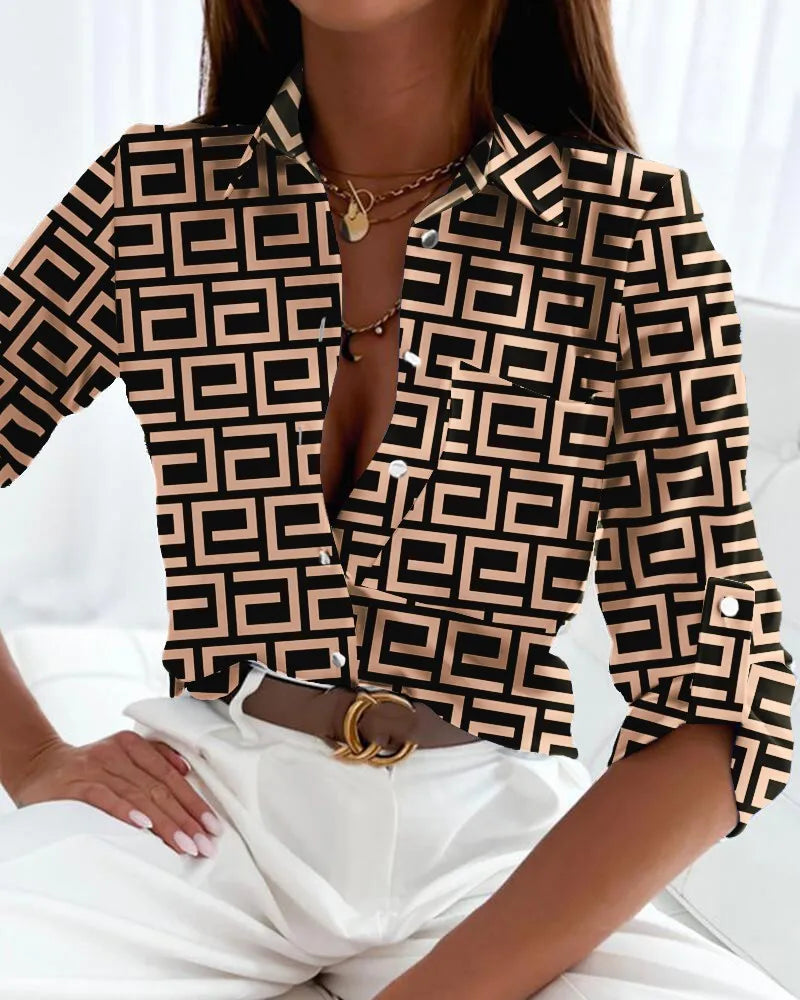 Women's Elegant Blouse with Artistic Print
