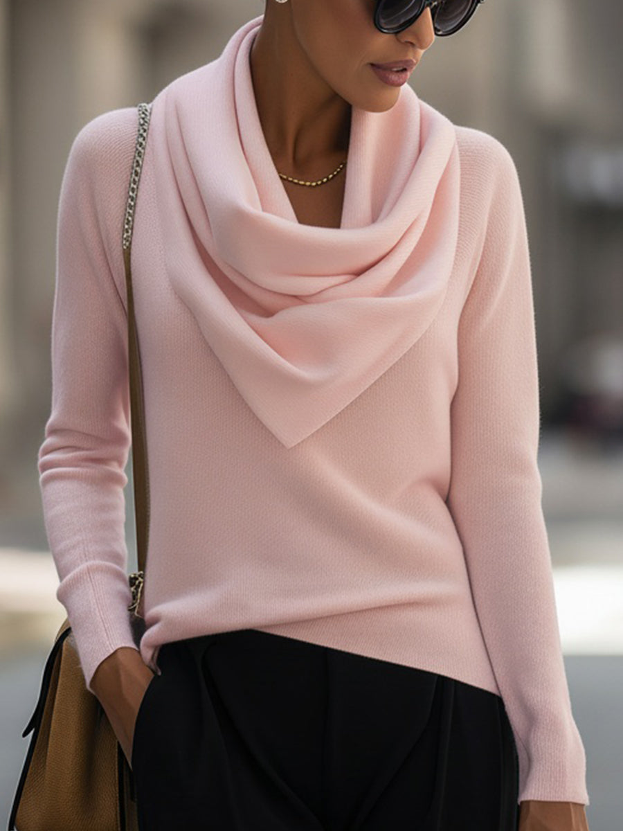 Women's Draped Cowl Neck Long-Sleeve Top