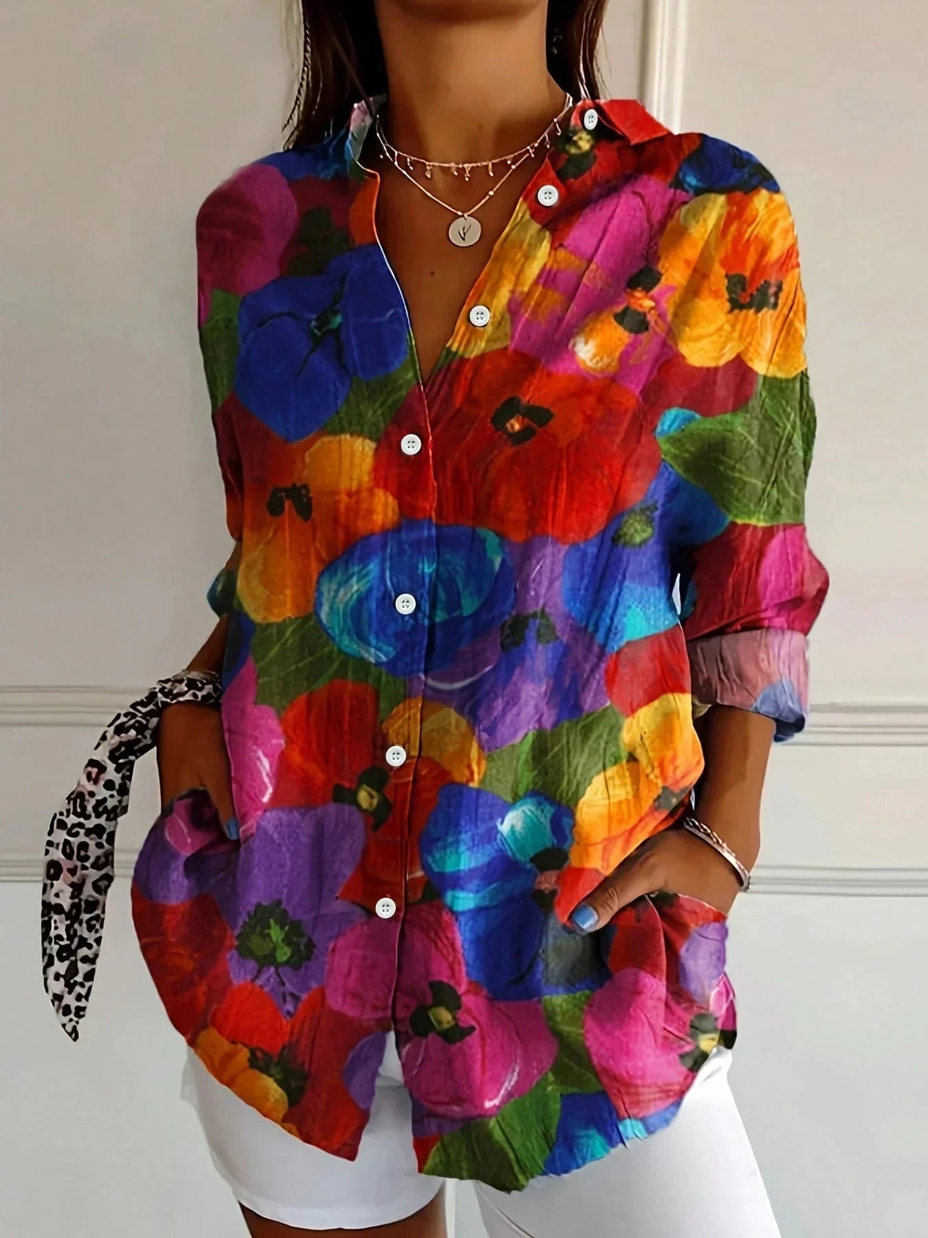 Women's Colorful Blouse with Playful Print