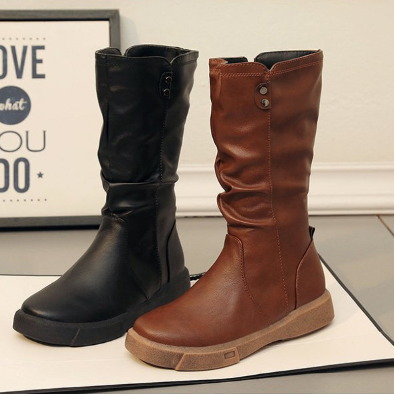 Women's Waterproof Vegan Leather Boots with Zipper