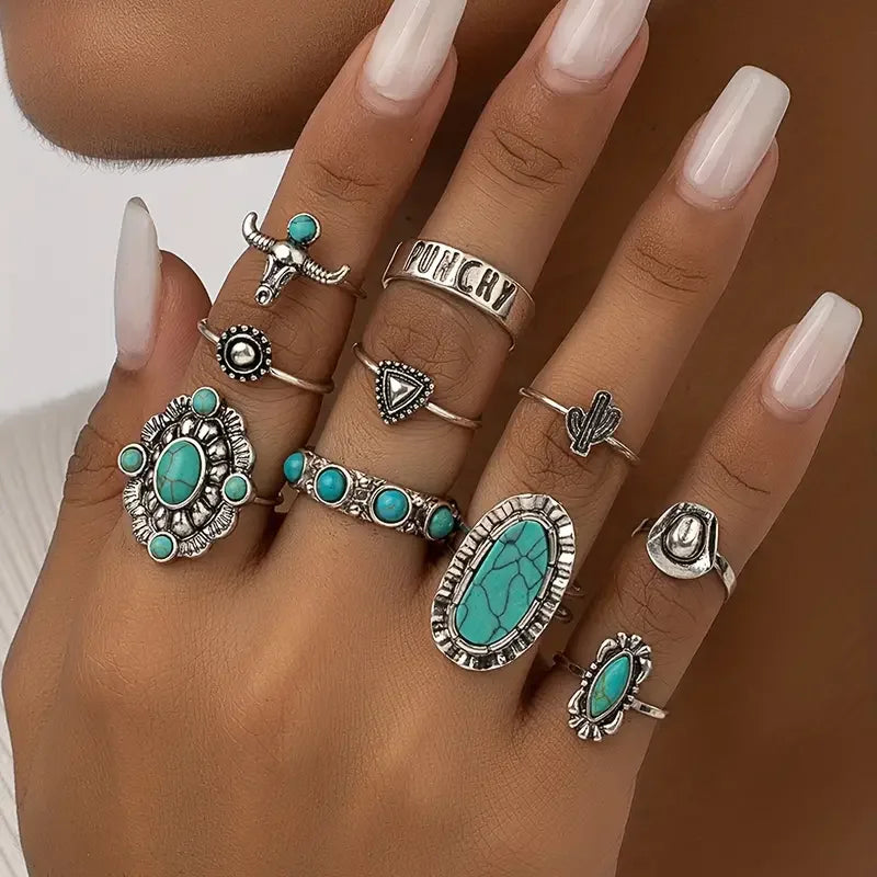 Women's 10-Piece Western Ring Set