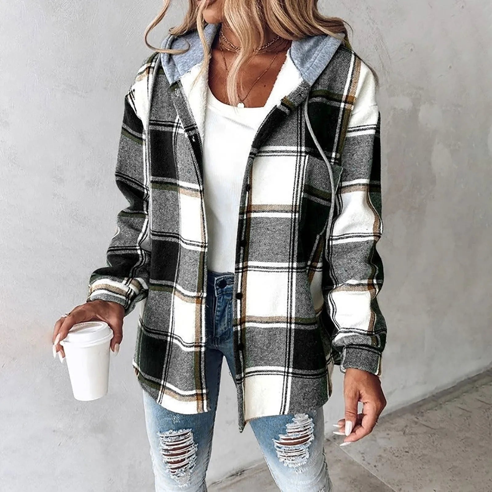 Women's Checkered Lined Cardigan Women