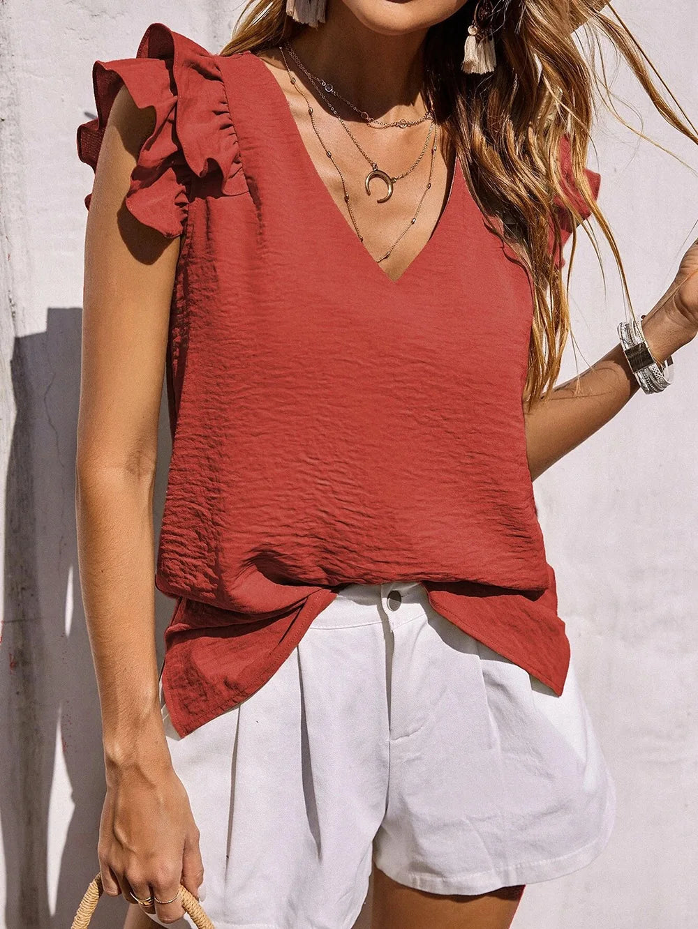 Women's Playful Ruffle Sleeve Summer Top