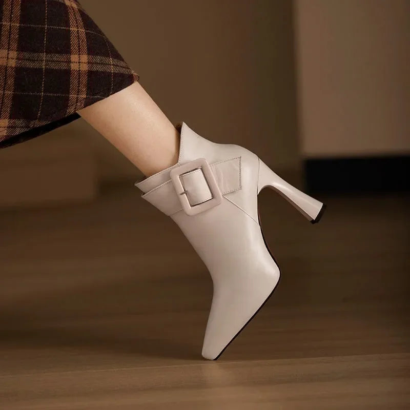 Women's Buckle Heel Boots