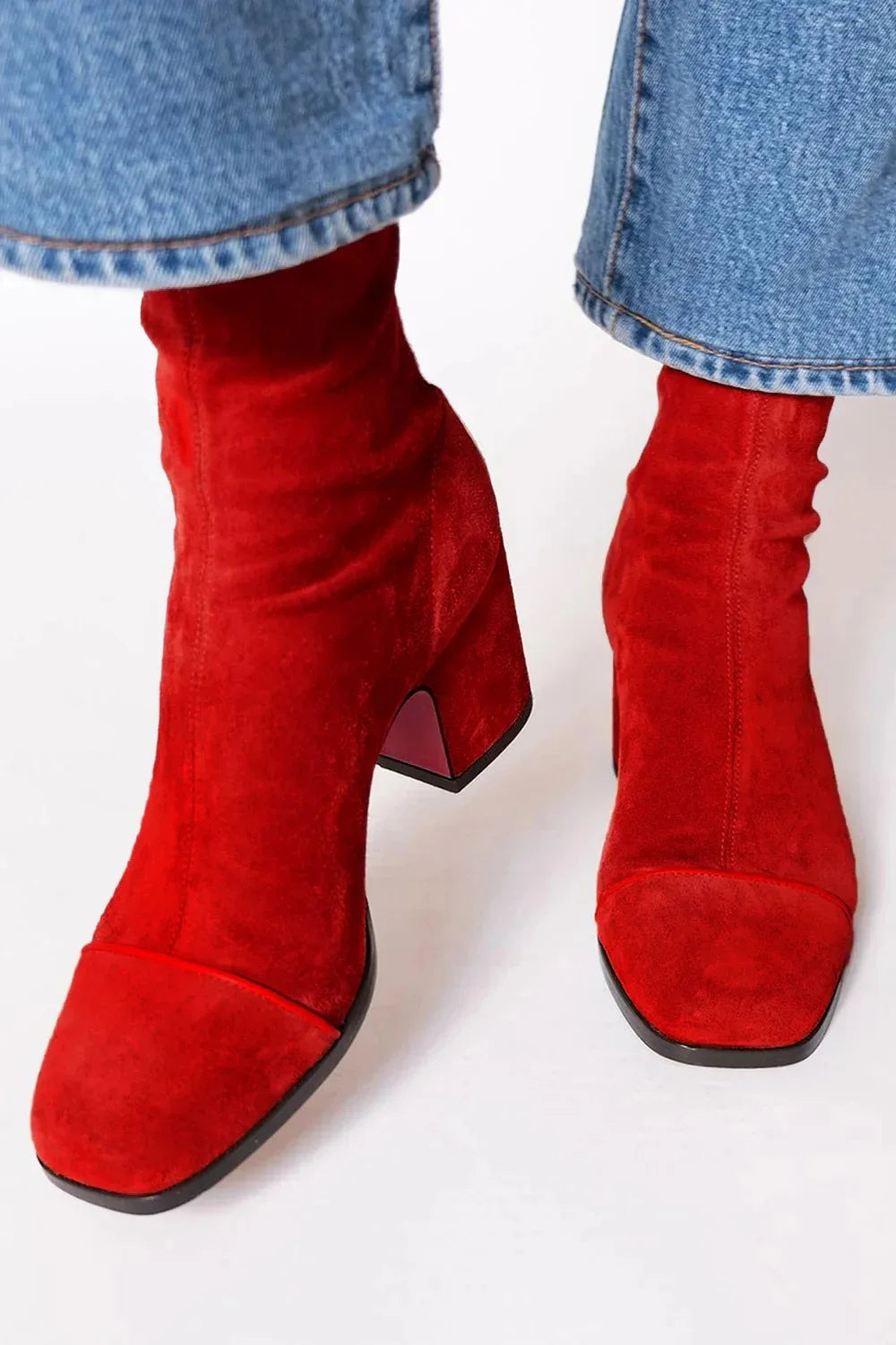 Women's Square toe heeled boots