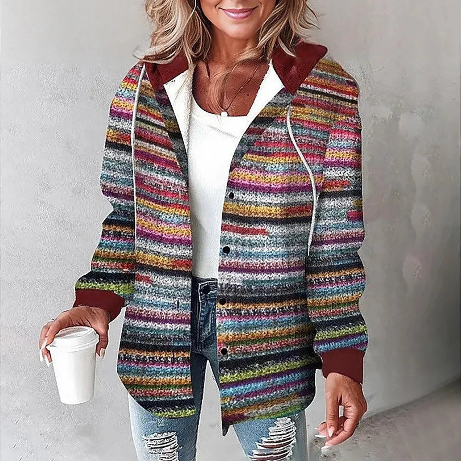 Women's Checkered Lined Cardigan Women