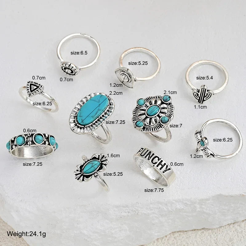 Women's 10-Piece Western Ring Set