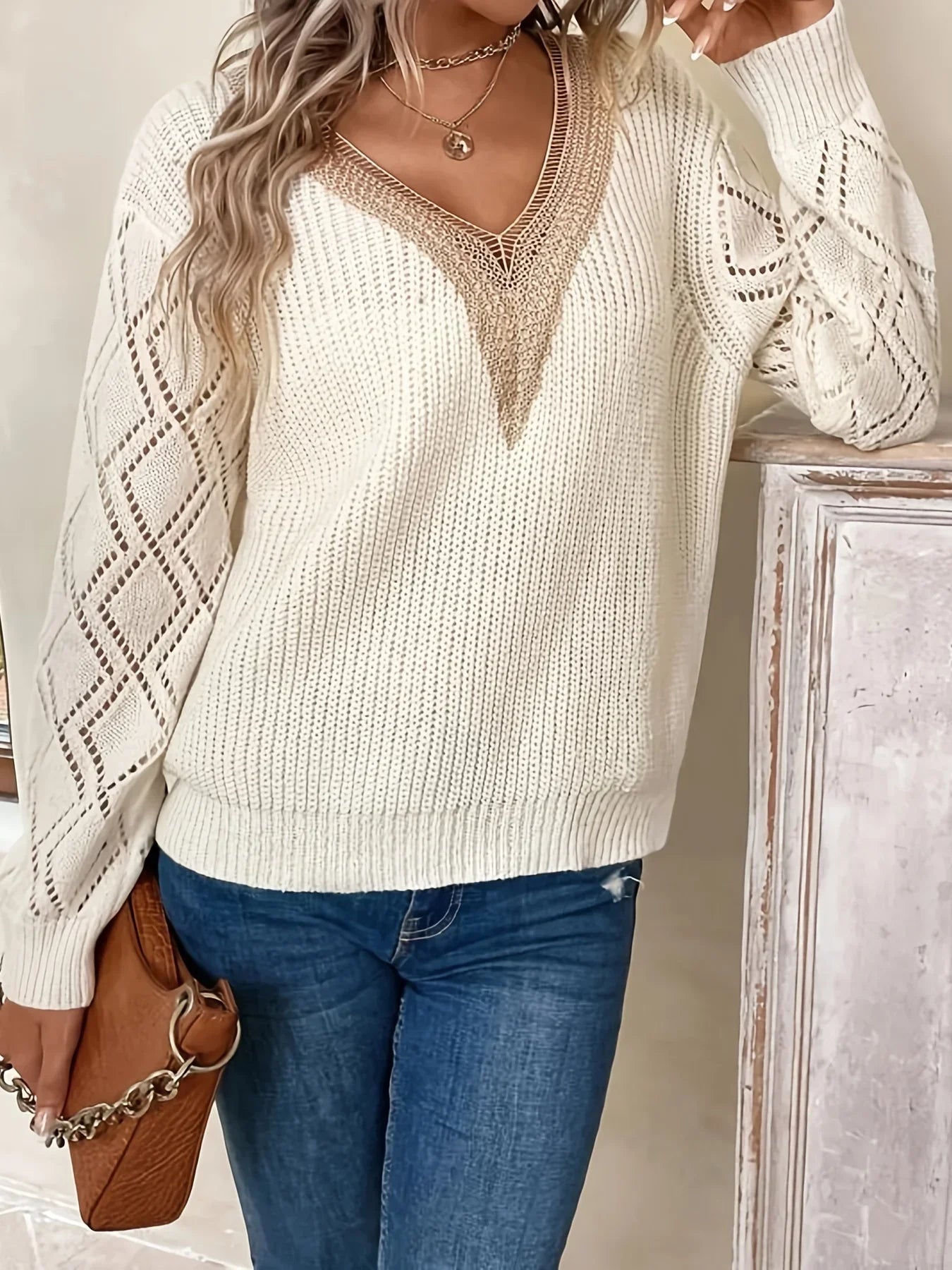 Women's Solid V Neck Sweater