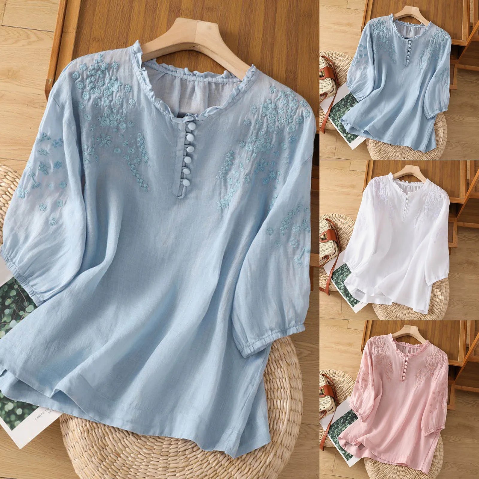 Women's Floral Button-Front Blouse