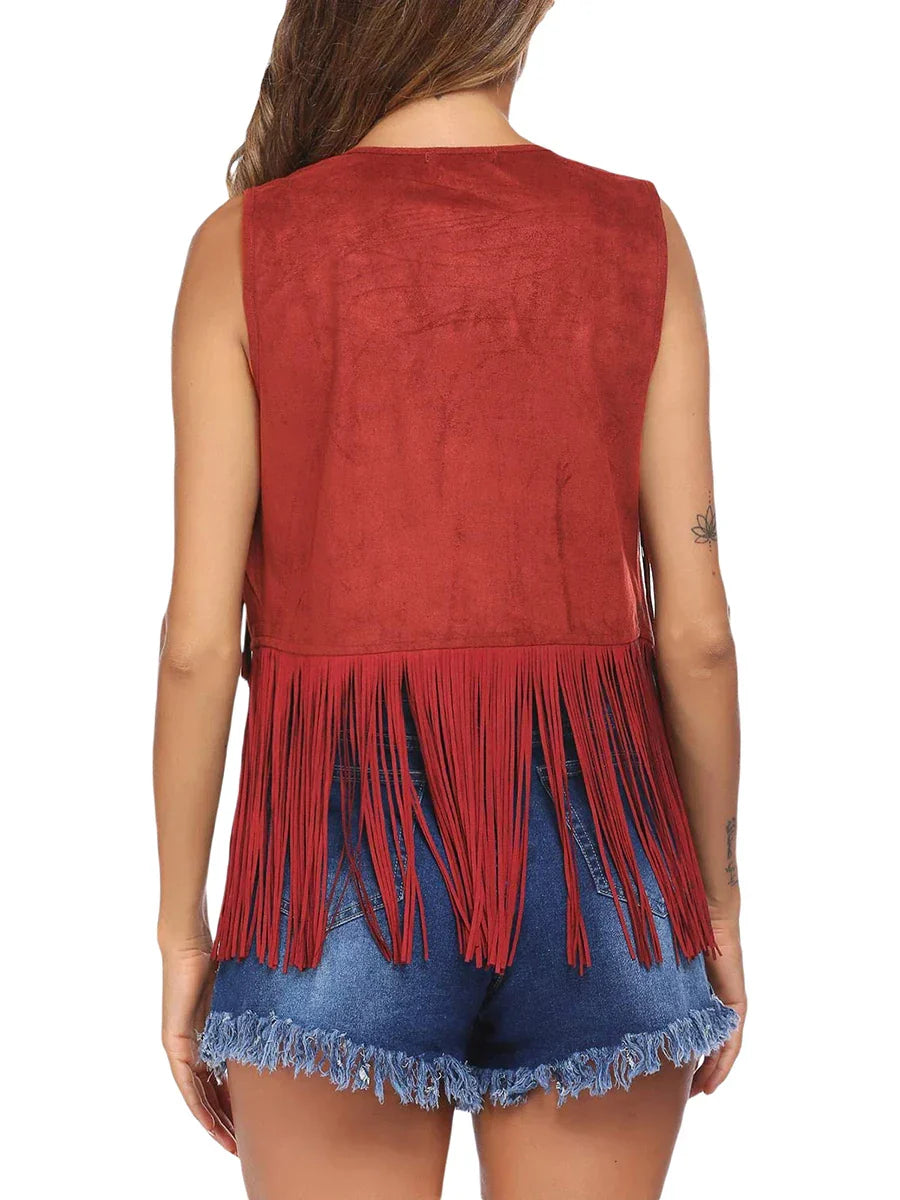 Women's Vintage Fringe Suede Vest