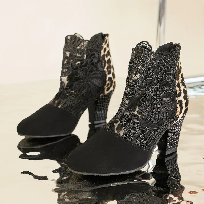 Women's Elegant Lacy High Heels Mesh Boots