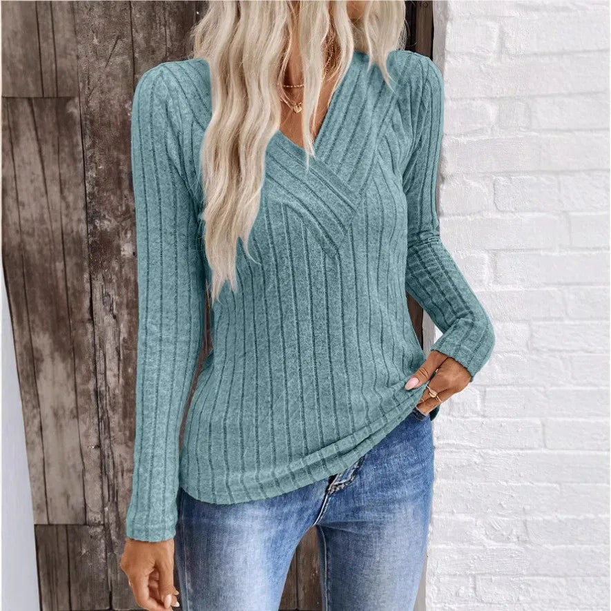 Women's Elegant Sunken Stripe Sweater