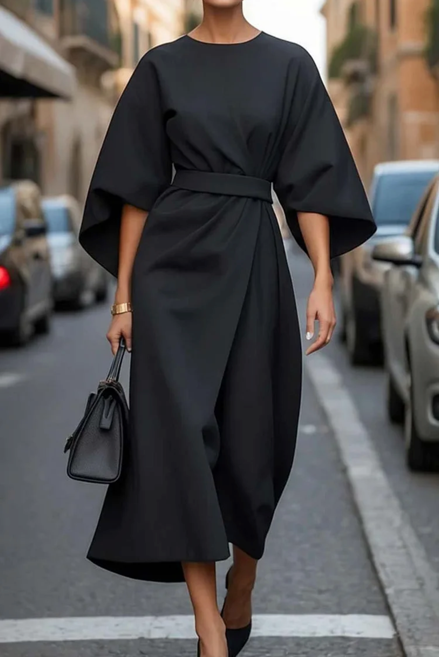 Women's Elegant Dress with Lantern Sleeves