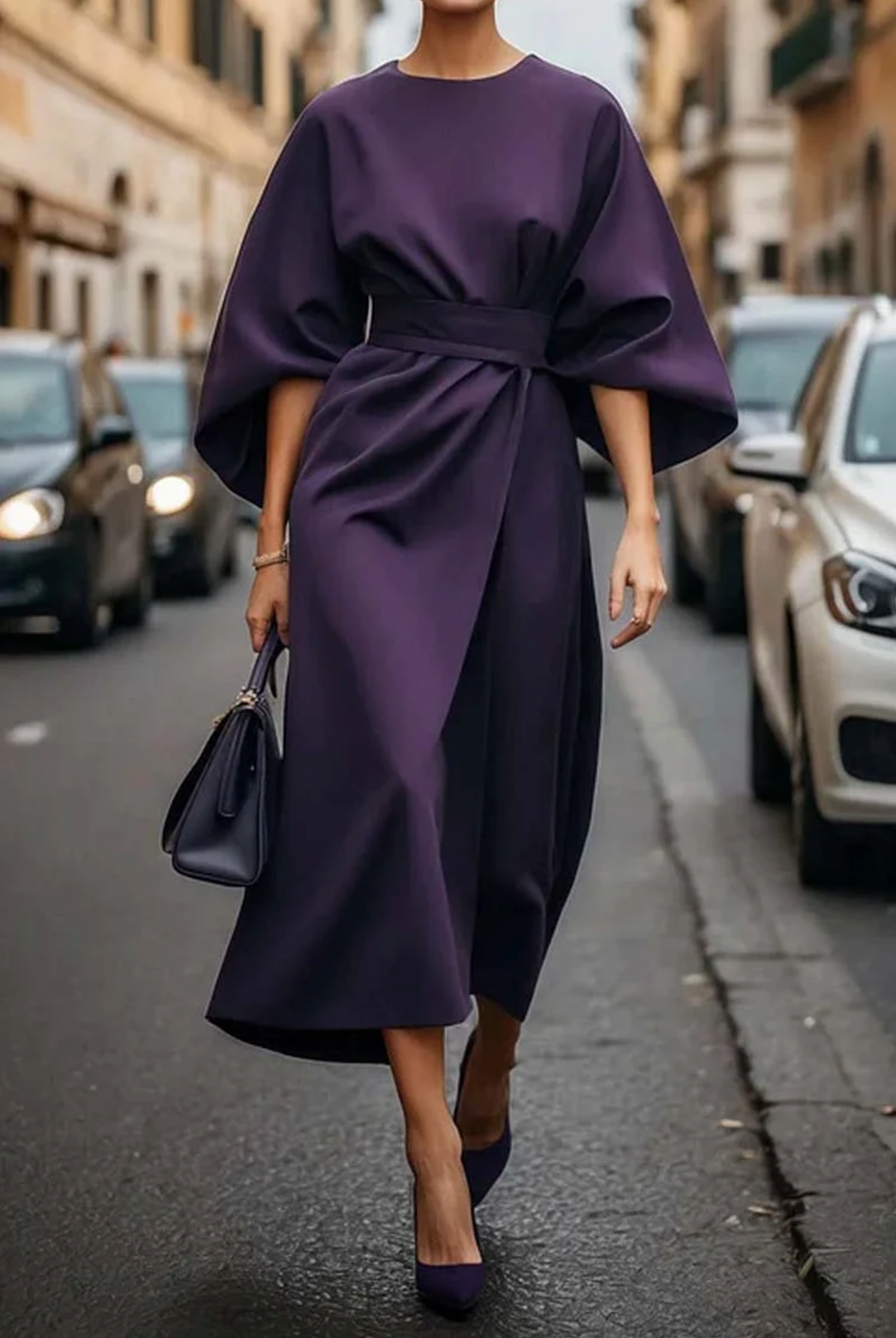 Women's Elegant Dress with Lantern Sleeves