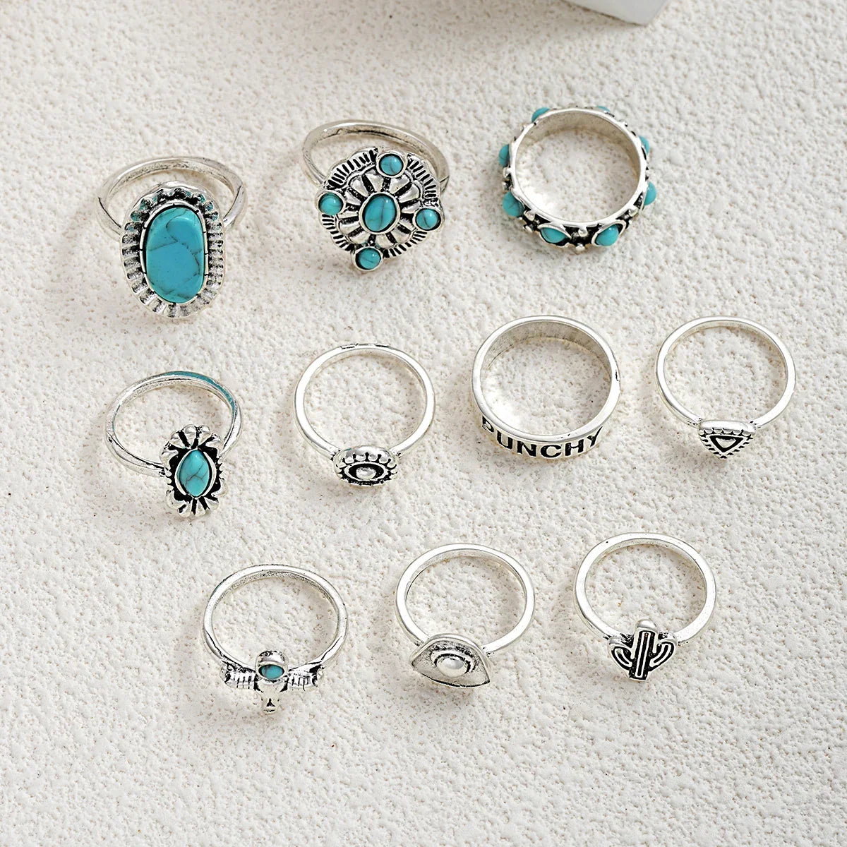 Women's 10-Piece Western Ring Set