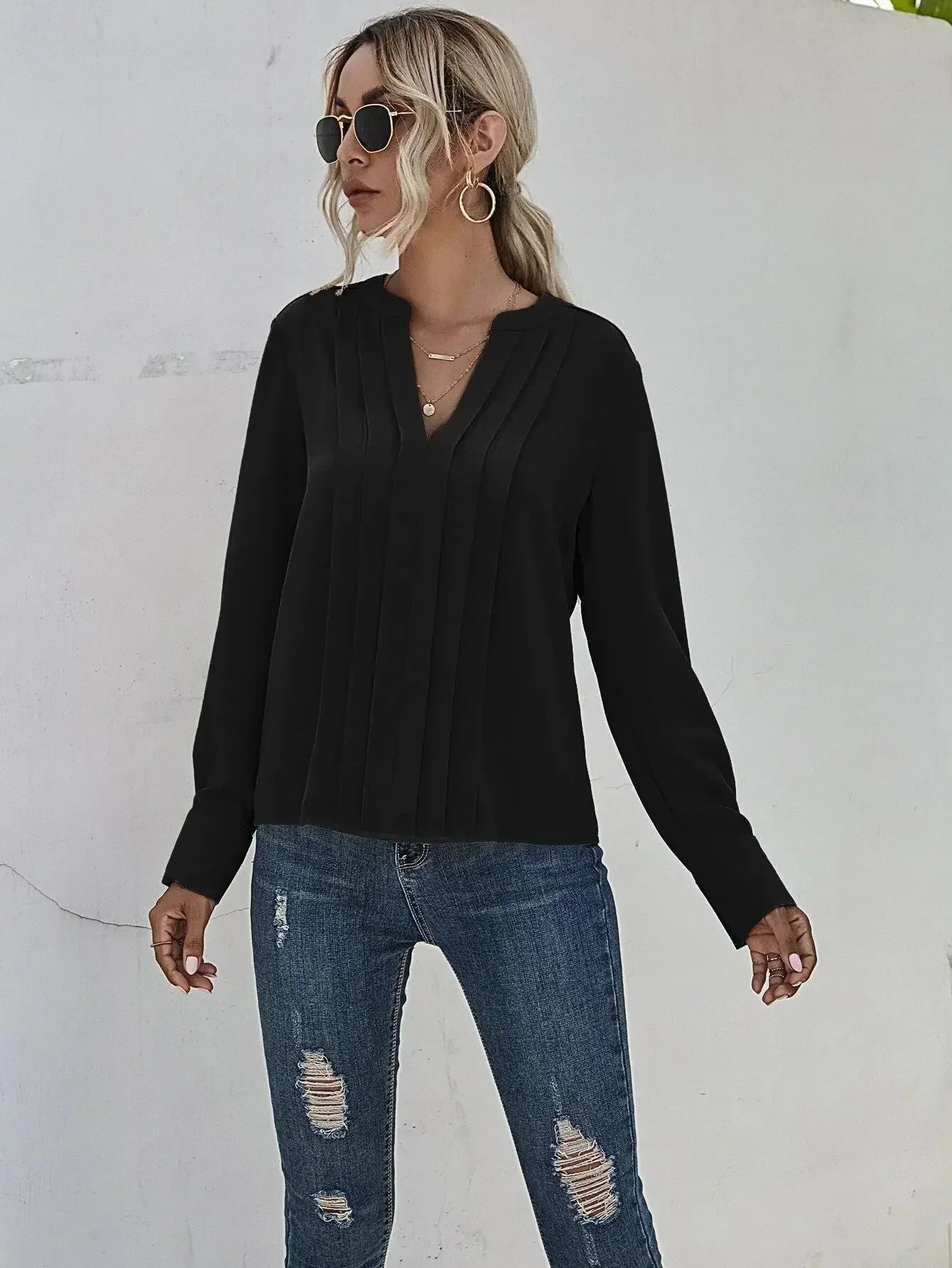 Women's Elegant Pleated Blouse