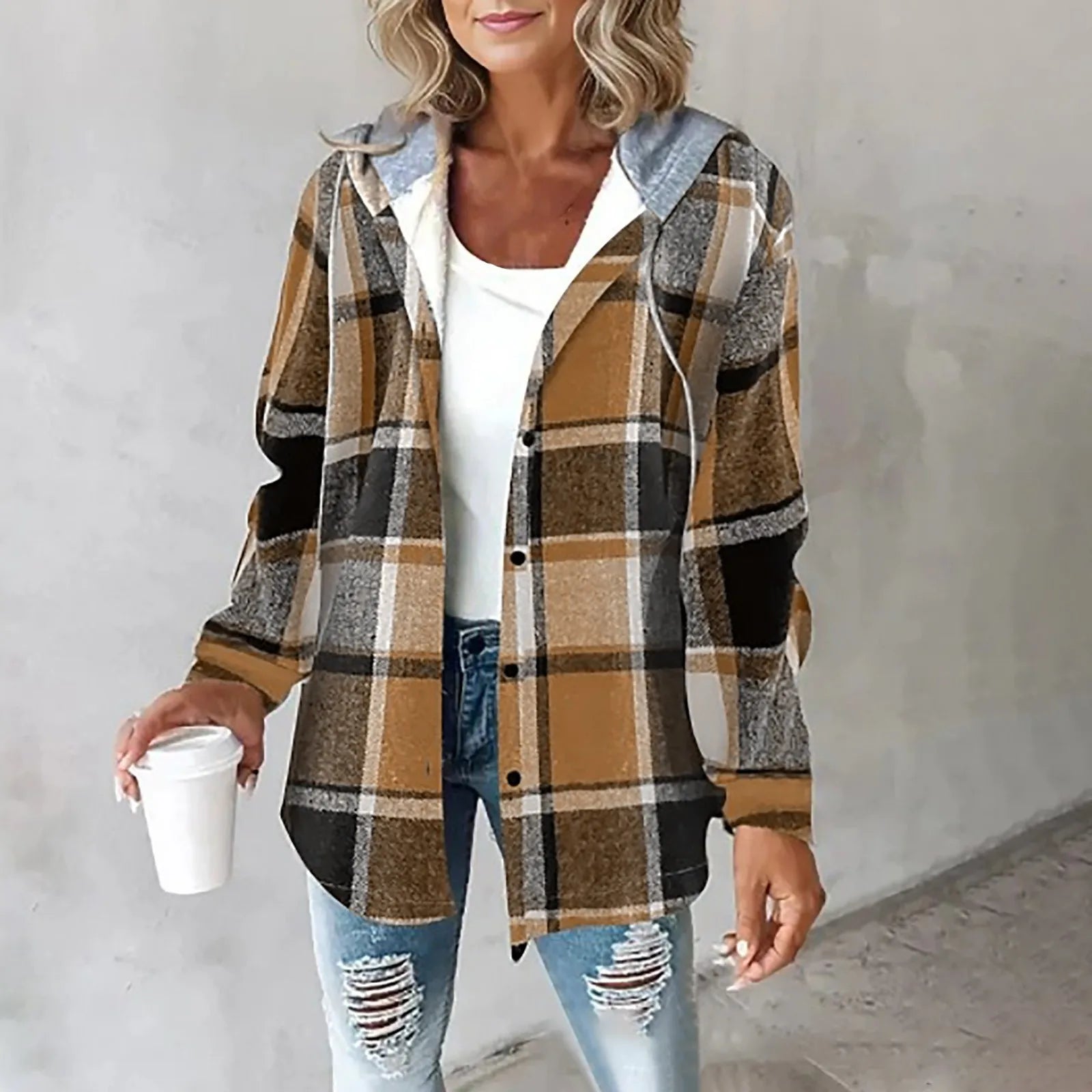 Women's Checkered Lined Cardigan Women
