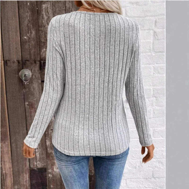 Women's Elegant Sunken Stripe Sweater