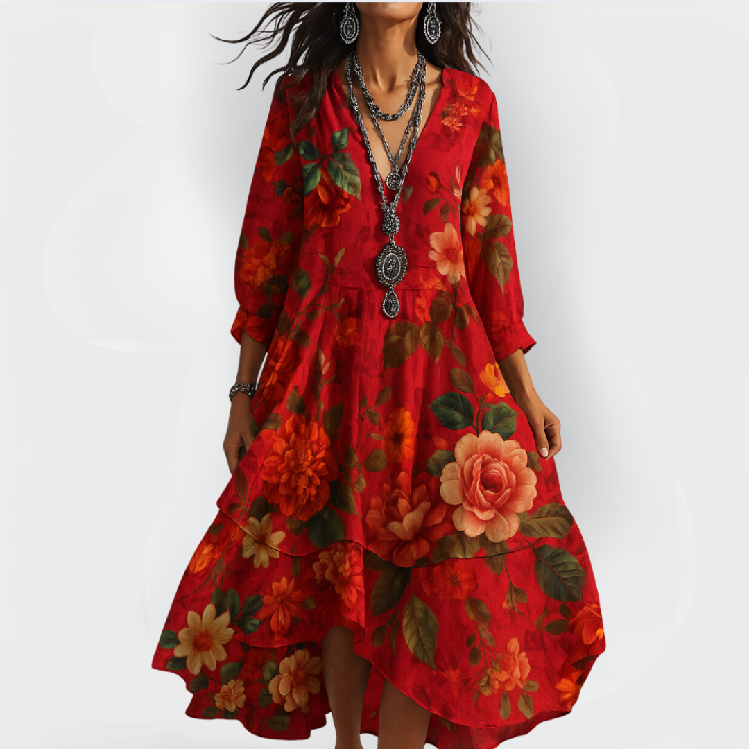 Women's Vintage Boho V-neck Dress