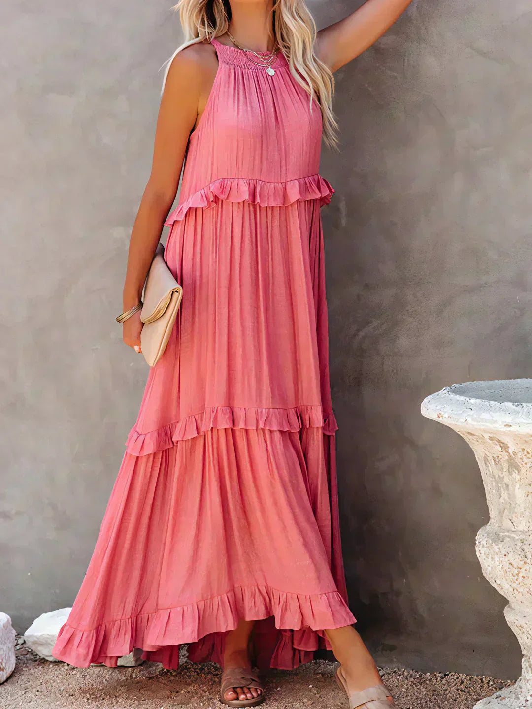 Women's Elegant Sleeveless Dress with Ruffles