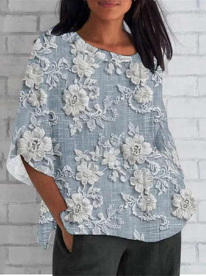 Women's Vintage Floral Relaxed Blouse