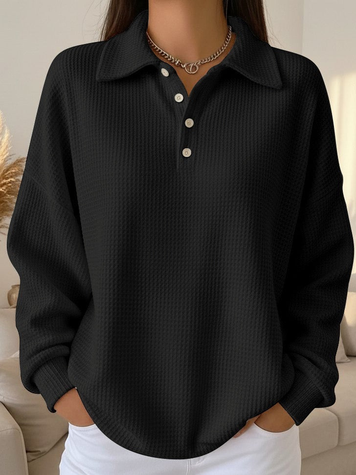 Women's Textured Polo Sweater