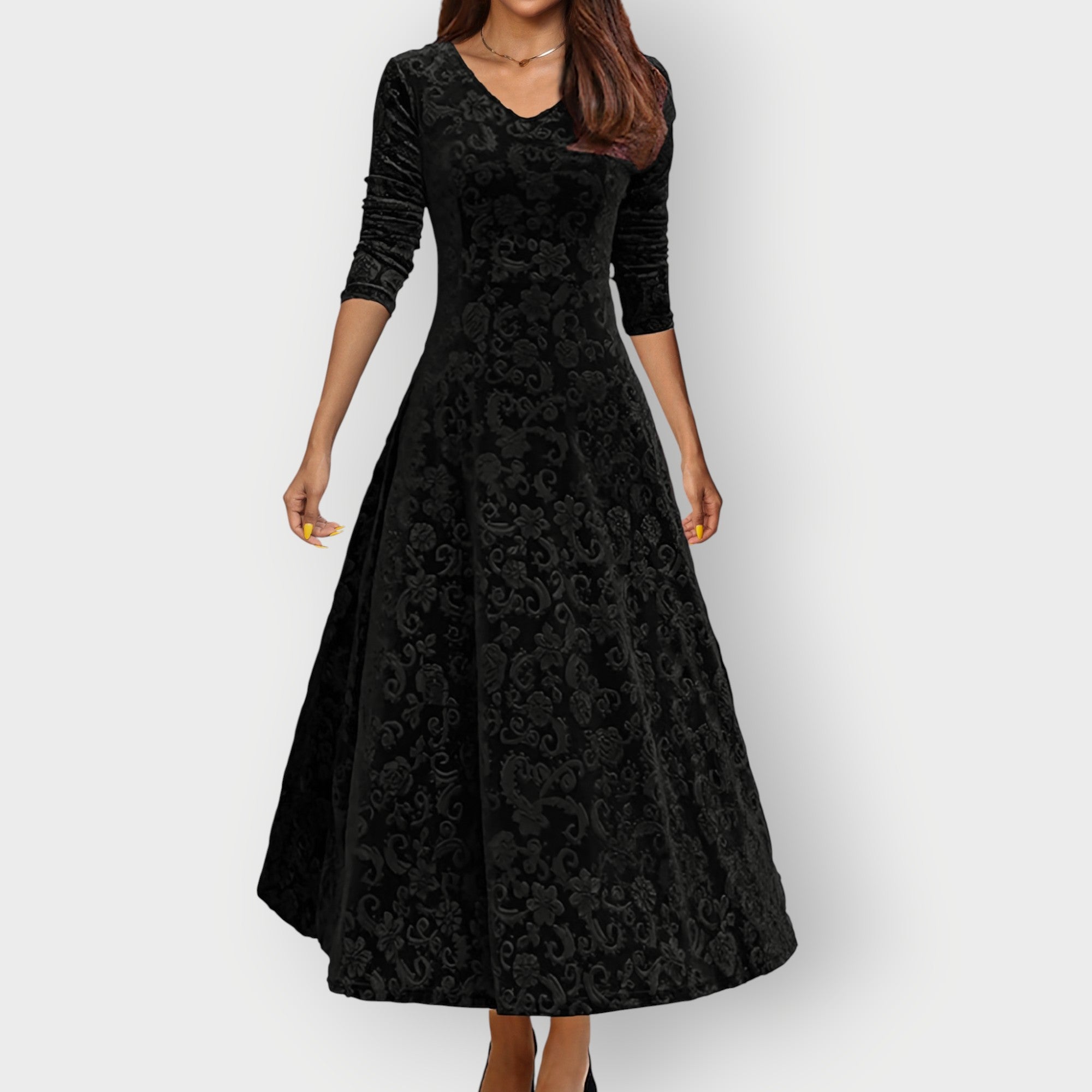Women's Vintage Velvet Midi Dress