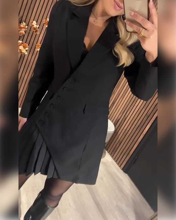 Women's Long-Sleeved Pleated Dress