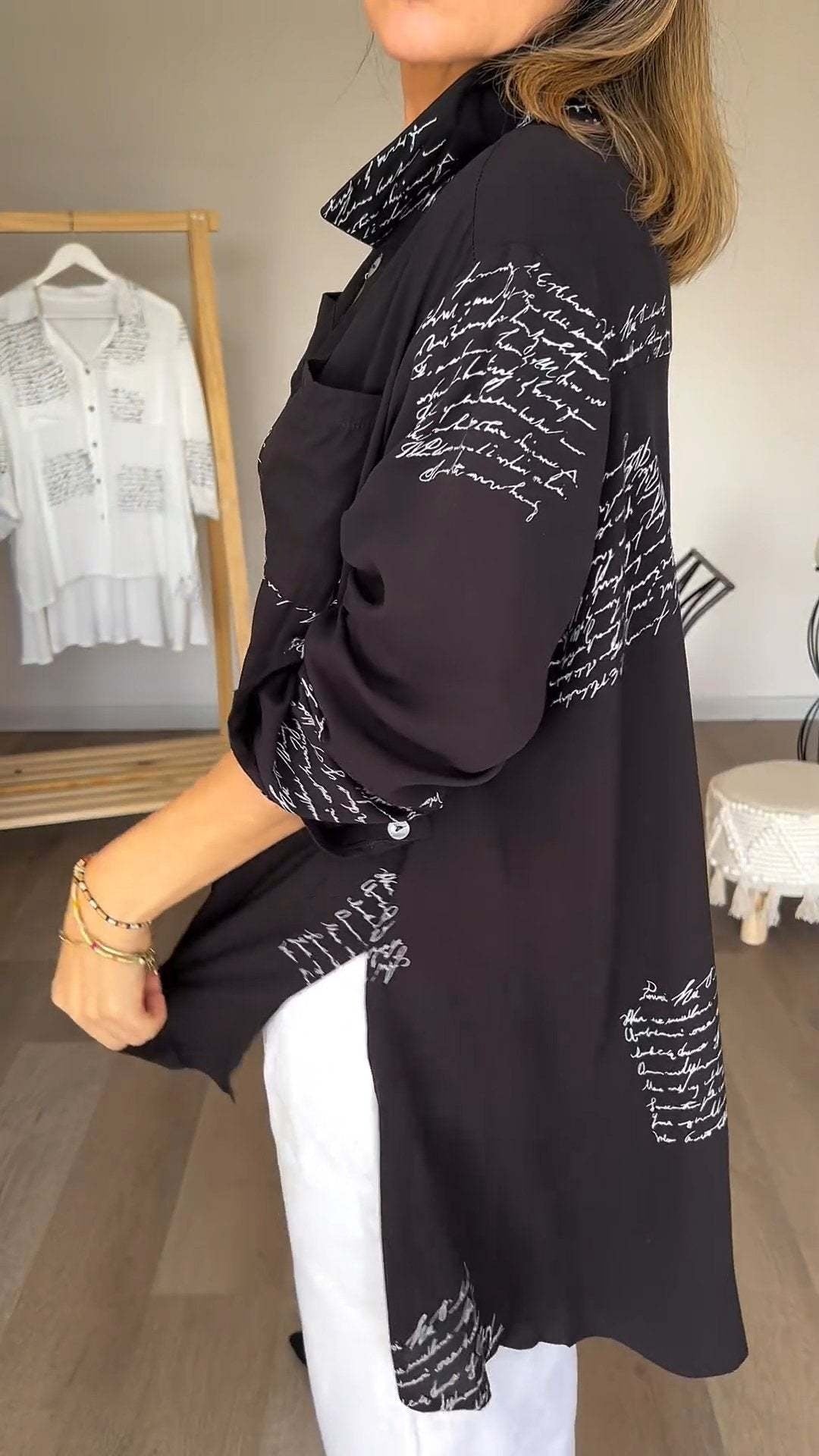 Women's Handwritten Button-Up Shirt