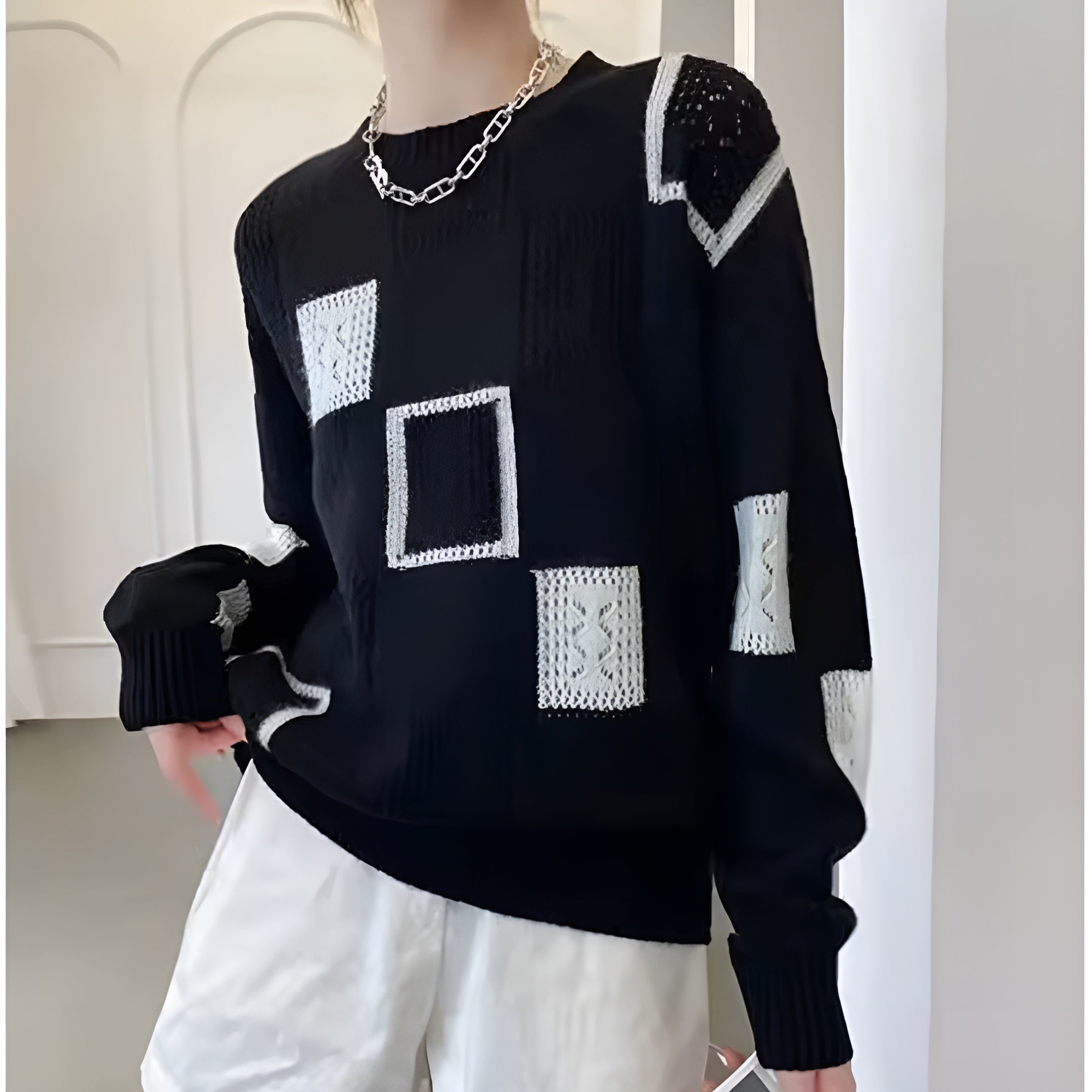 Women's Elegant Squares Sweater