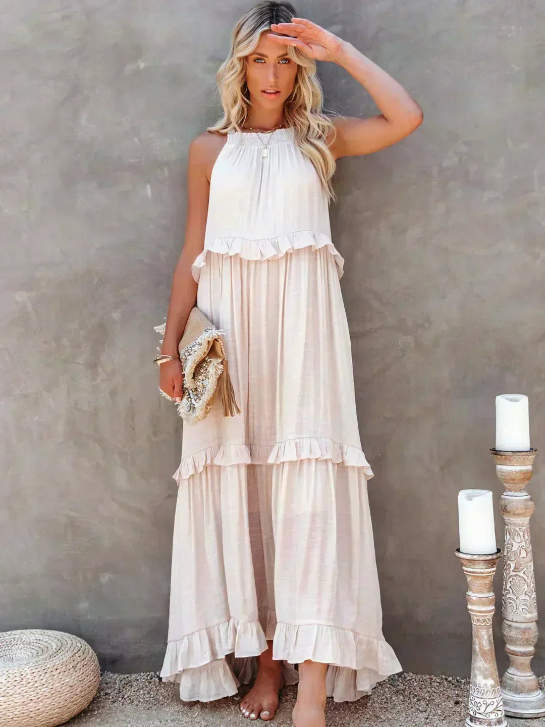 Women's Elegant Sleeveless Dress with Ruffles