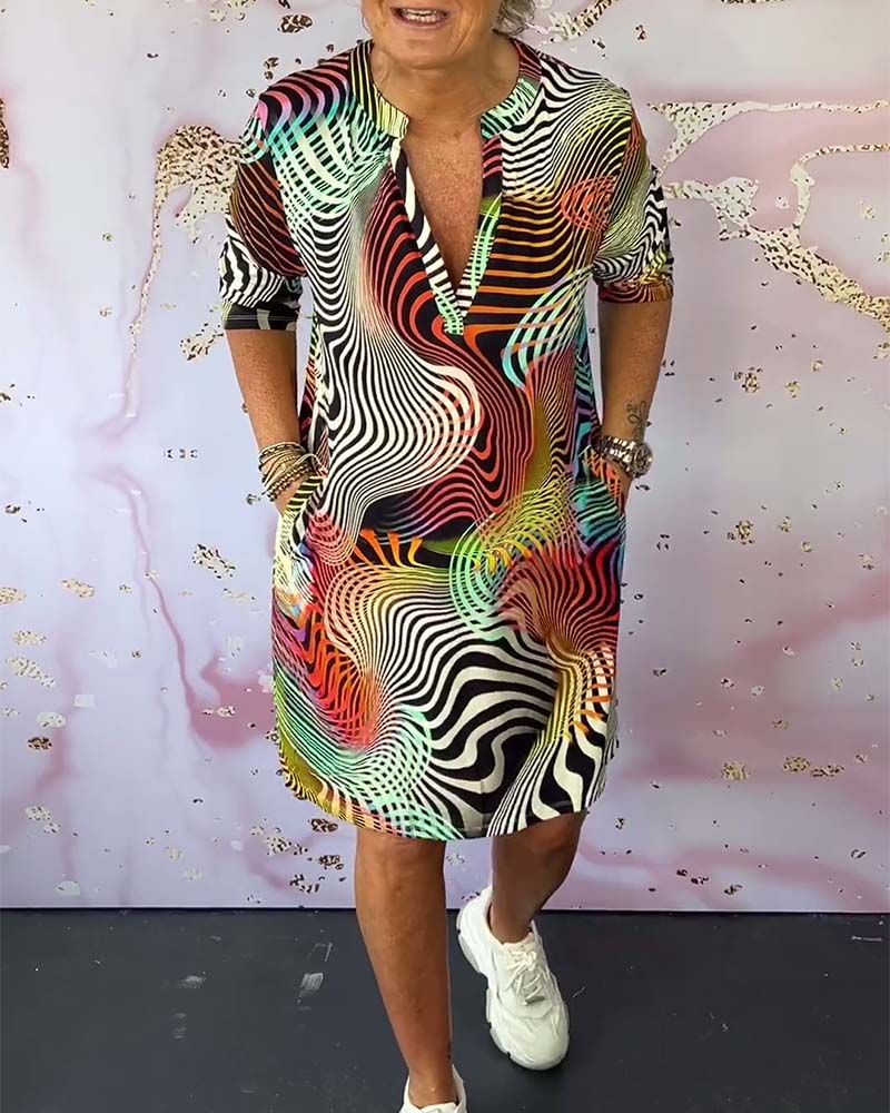 Women's Colorful V-neck Dress