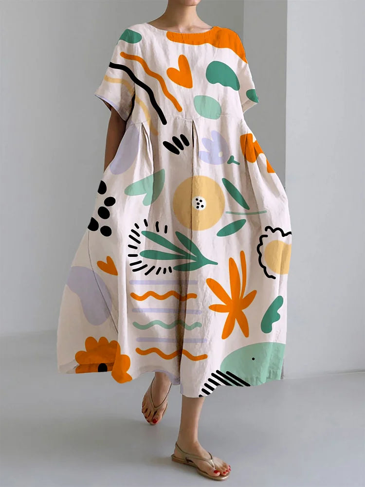 Women's Colorful Long Dress with Lightweight Comfort and Artistic Print for a Unique Summer Style