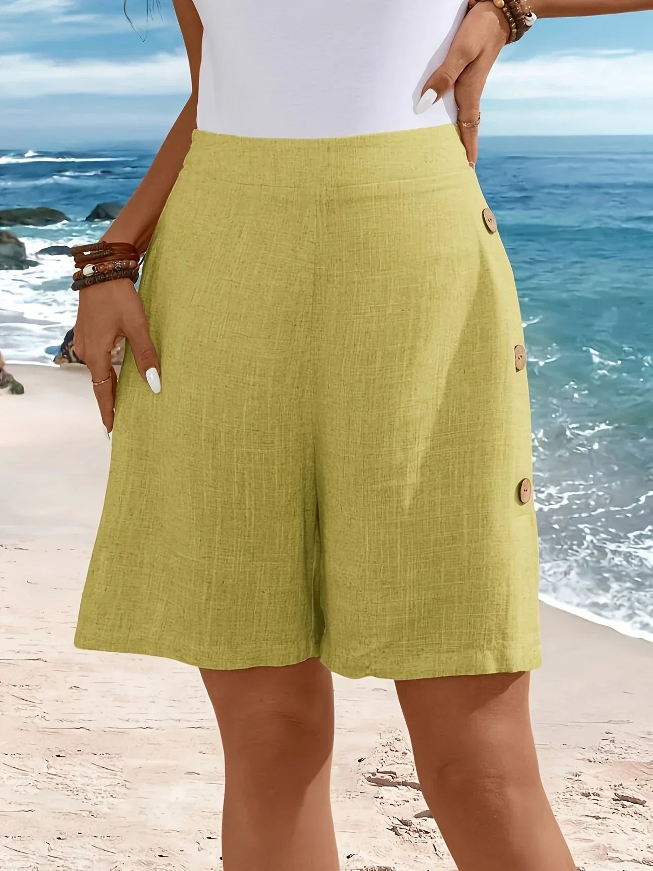 Women's Comfortable Shorts With Buttons