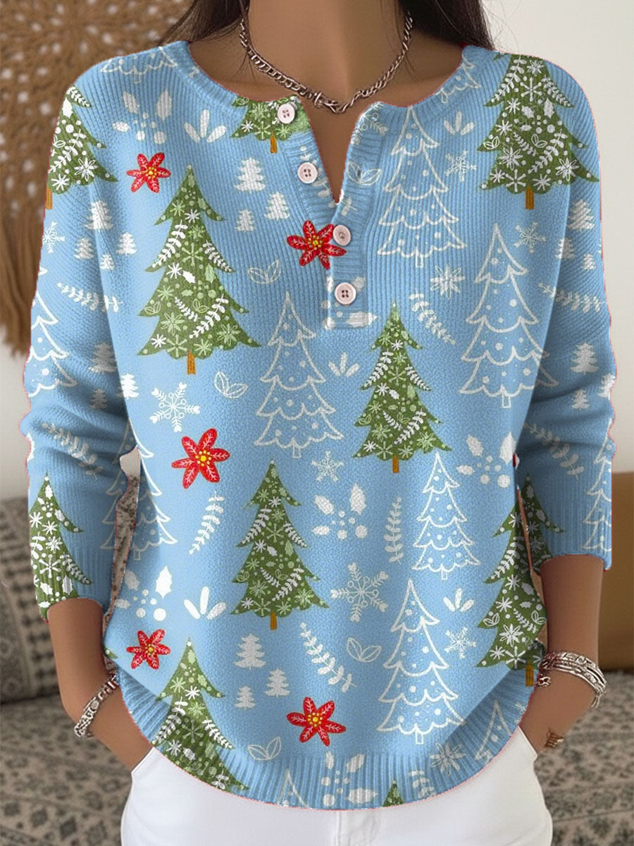 Women's Christmas Sweater with Buttons