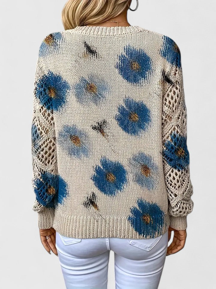 Women's Elegant Sweater with Floral Pattern