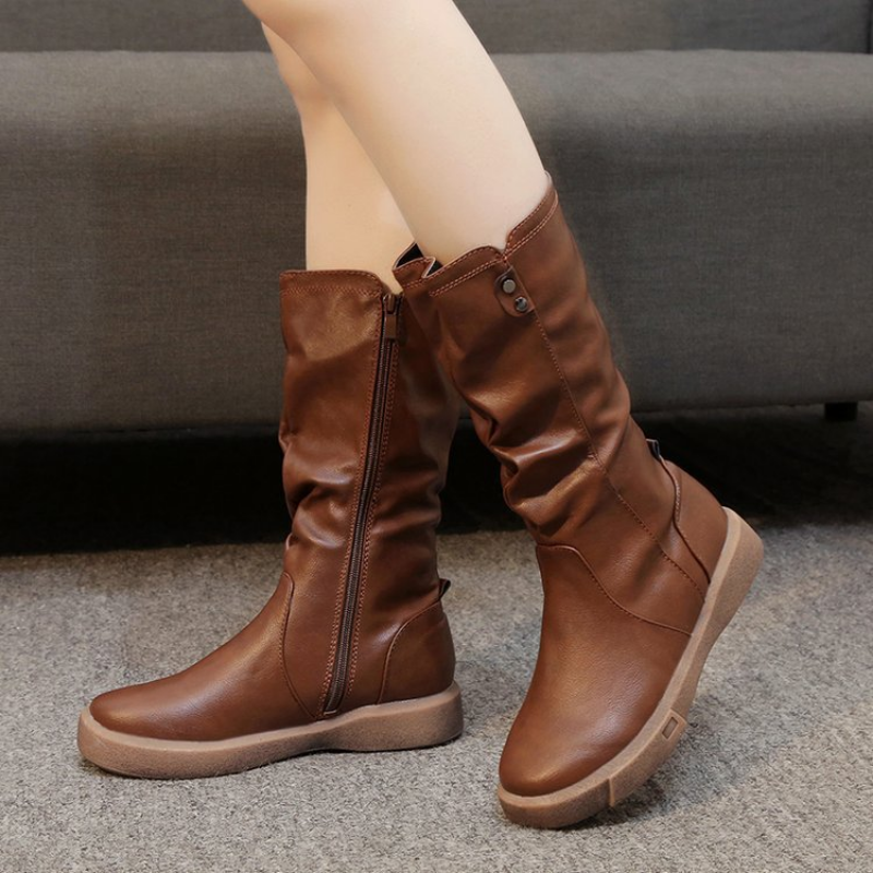 Women's Waterproof Vegan Leather Boots with Zipper