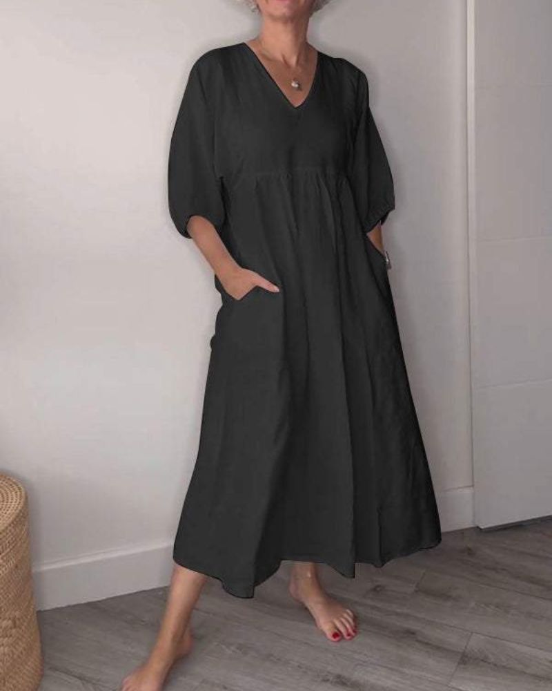 Women's Elegant Maxi Dress with V-Neck