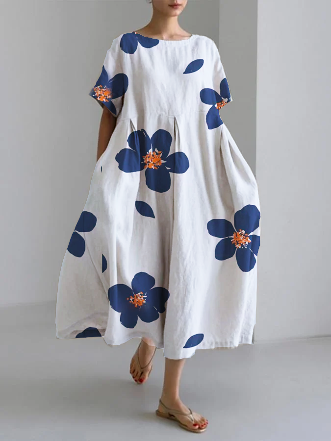 Women's Long Summer Dress with Vibrant Flowers and Soft Comfort for Sunny Days