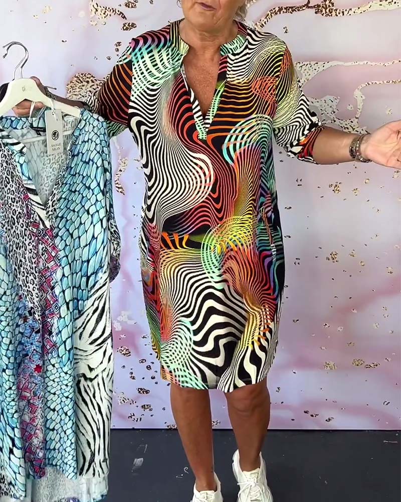 Women's Colorful V-neck Dress