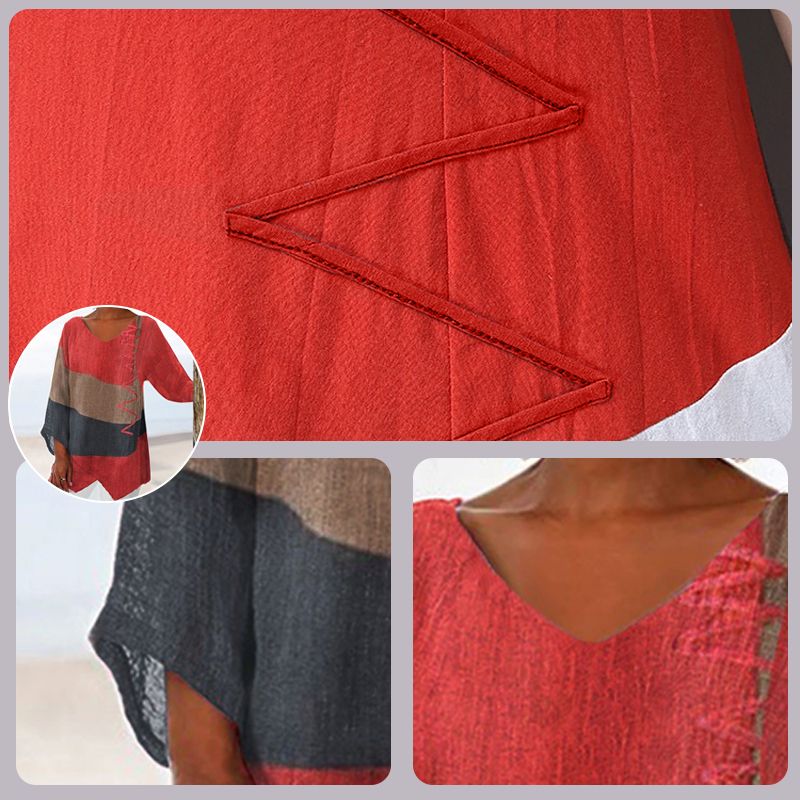 Women's Artistic Long Shirt with V-Neck