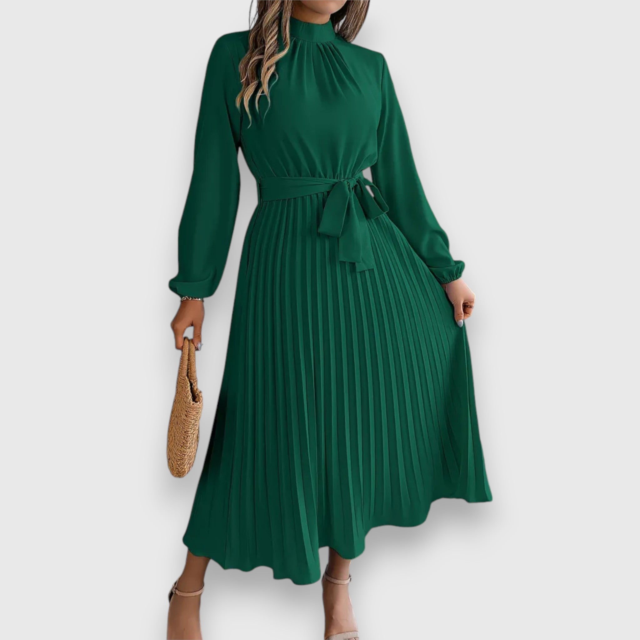 Women's Elegant Pleated Midi Dress