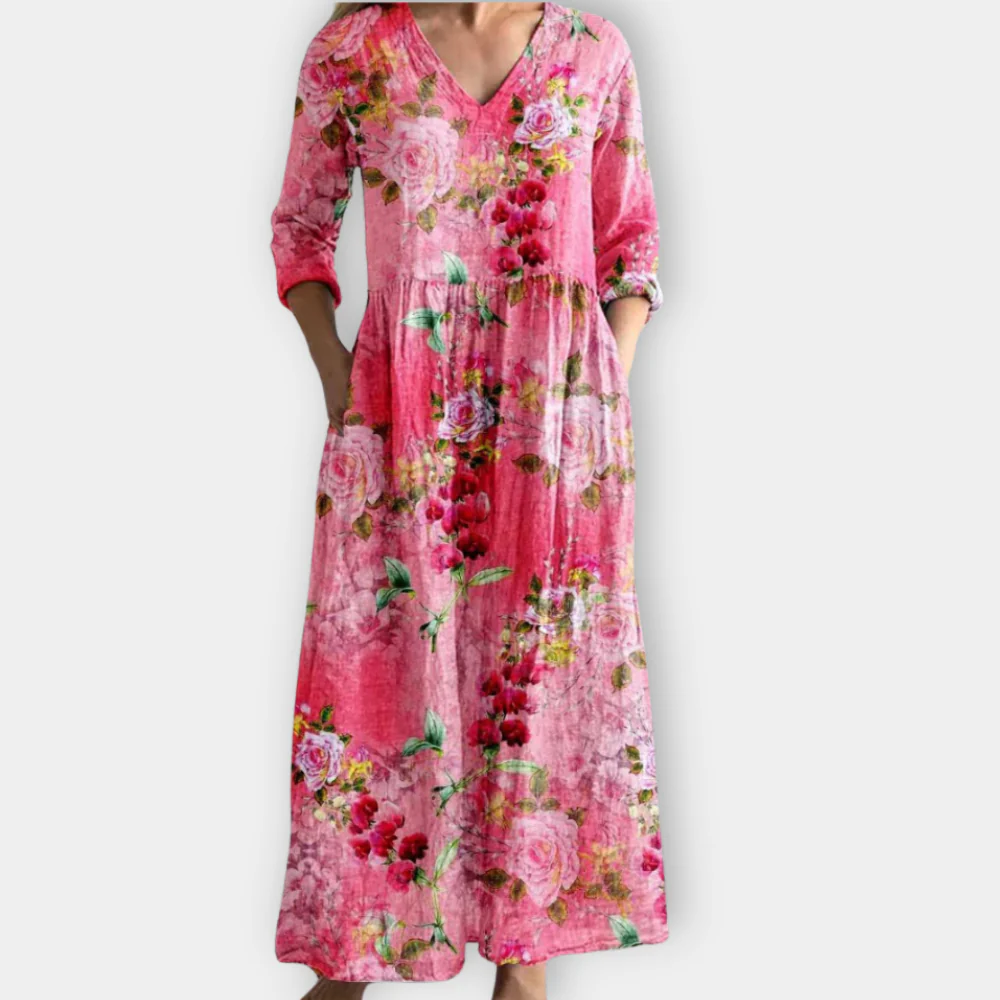 Women's Floral V-Neck Maxi Dress