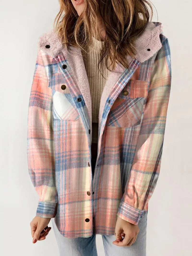Women's Cozy Plaid Fleece-Lined Jacket