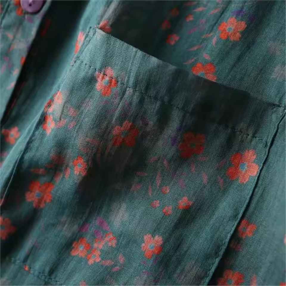 Women's Floral Half-Placket Shirt
